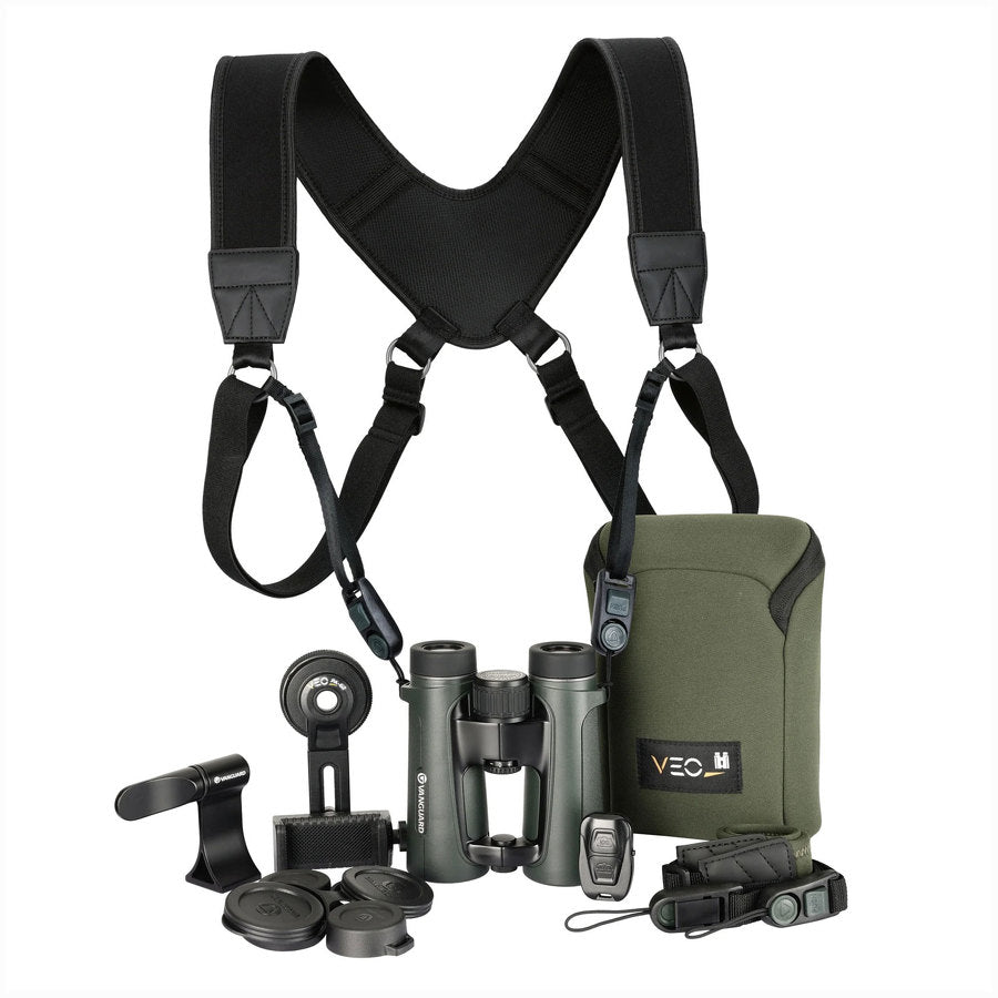 Verrekijker VEO HD IV 10X42 + Veo Optic Guard harnas + Digiscopie Kit Pack Vanguard 