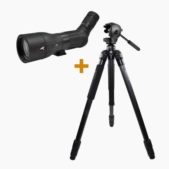 Kijkers Kite Optics KSP 80 HD 25-50X80 + Ardea CF statief met Manfrotto 128 RC videokop 